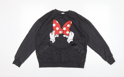 Preloved Disney Womens Grey Cotton Pullover Sweatshirt Size 6 Pullover - Minne Mouse - Front
