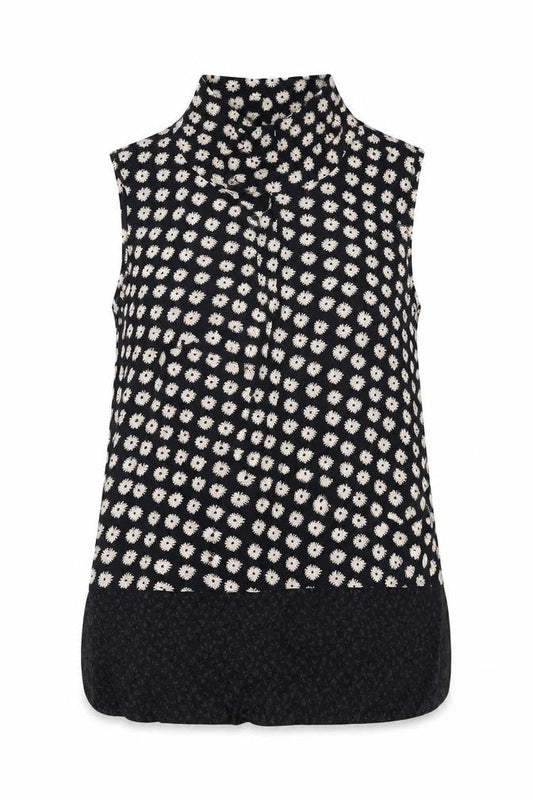 Kew 159 Womens Black Floral Viscose Basic T-Shirt Size M High Neck