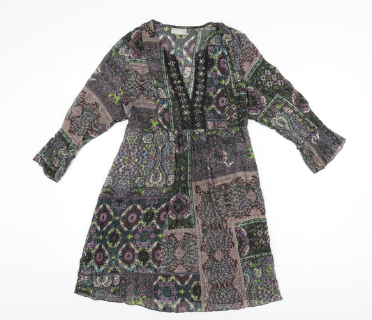 Wallis Womens Multicoloured Geometric Polyester A-Line Size M V-Neck Pullover