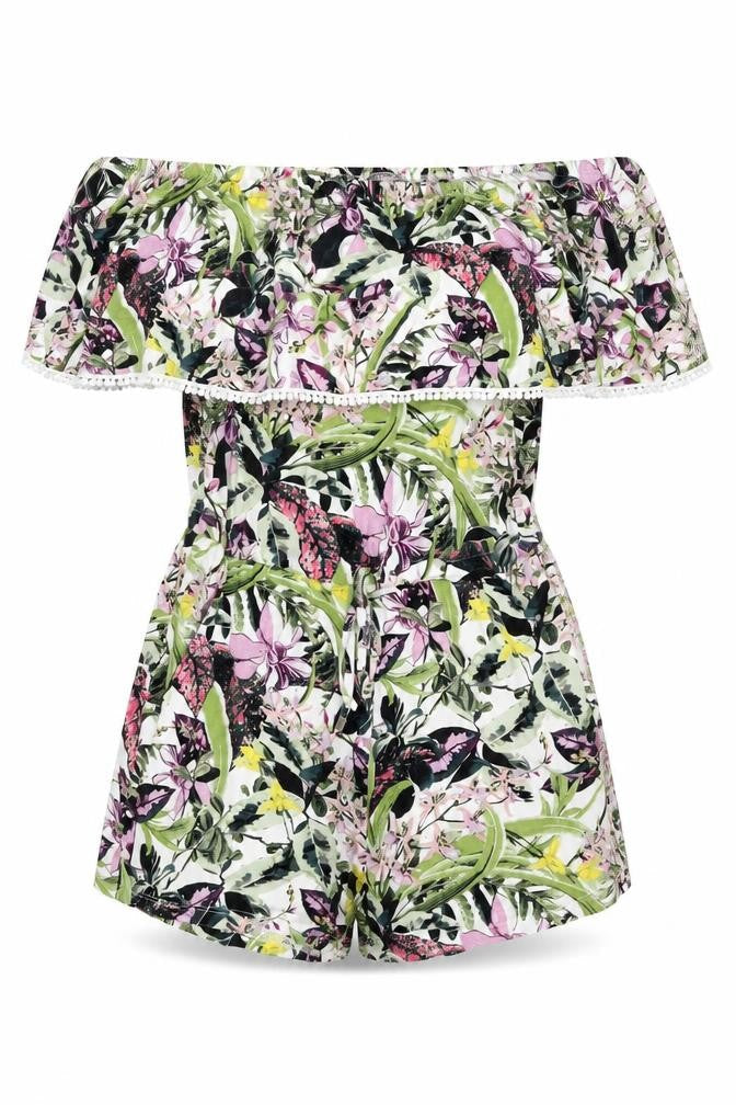 NEXT Womens Multicoloured Floral Viscose Playsuit One-Piece Size 6 L3 in Drawstring