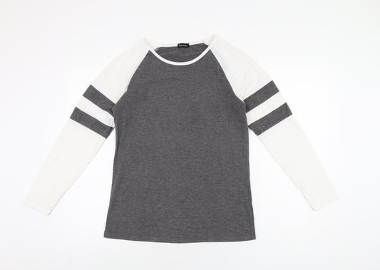 Sunnyme Womens Grey Polyester Basic T-Shirt Size S Round Neck