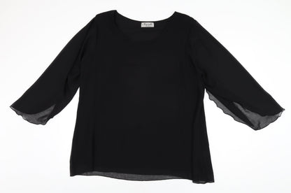 Nouvelle Womens Black Polyester Basic Blouse Size 16 Scoop Neck