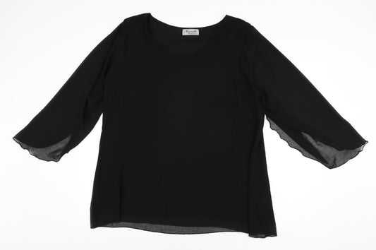 Nouvelle Womens Black Polyester Basic Blouse Size 16 Scoop Neck