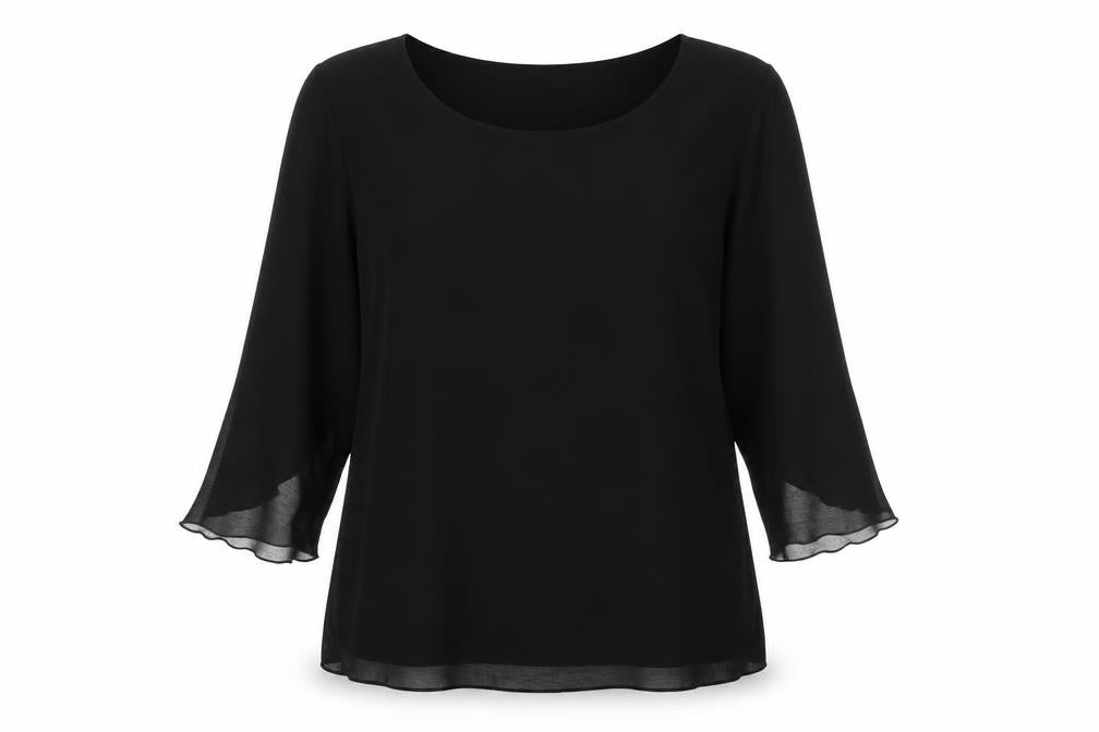 Nouvelle Womens Black Polyester Basic Blouse Size 16 Scoop Neck