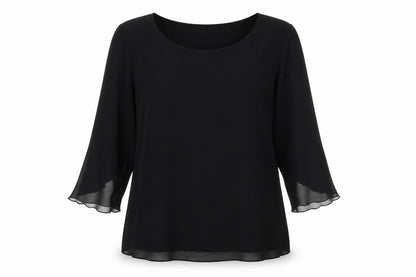 Nouvelle Womens Black Polyester Basic Blouse Size 16 Scoop Neck