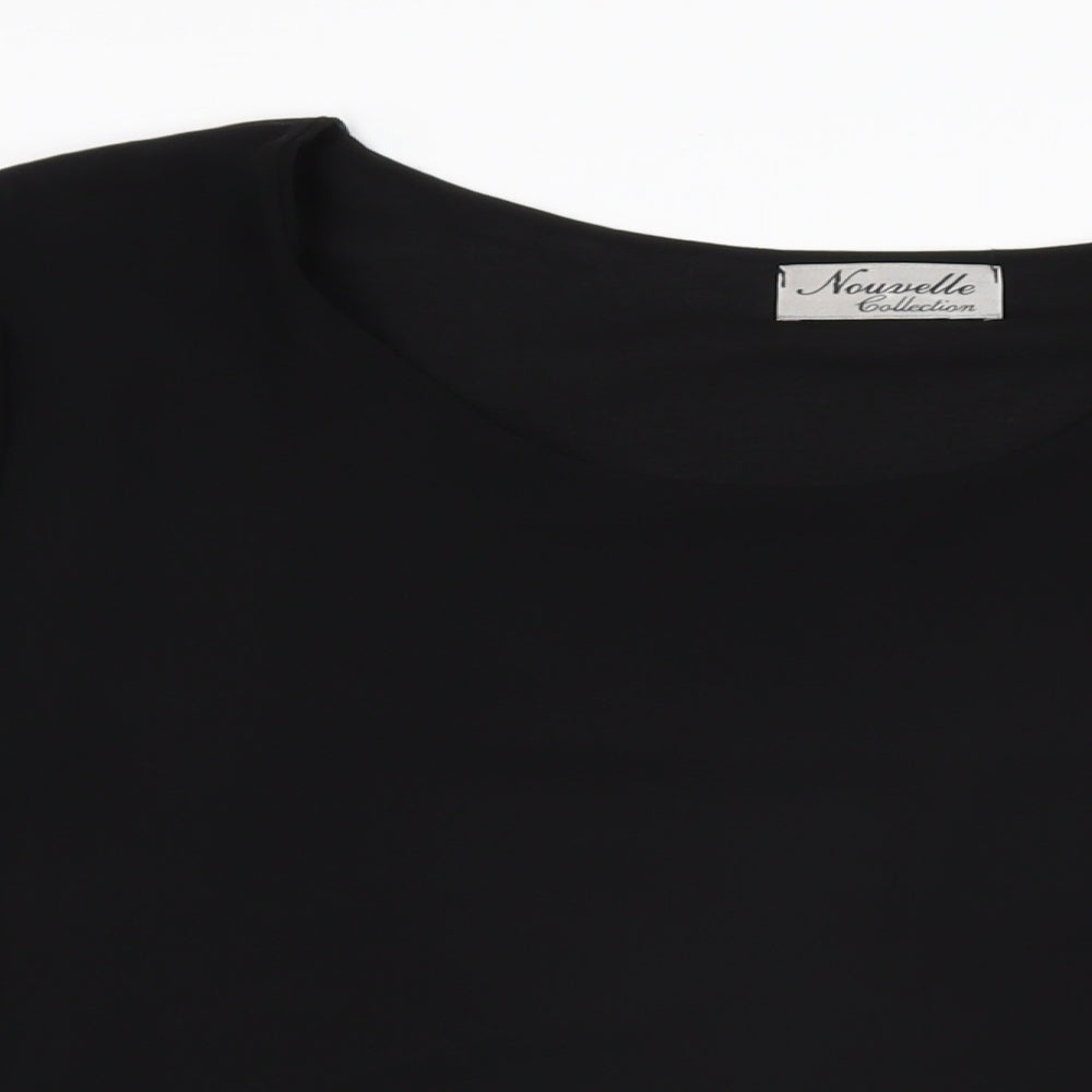Nouvelle Womens Black Polyester Basic Blouse Size 16 Scoop Neck