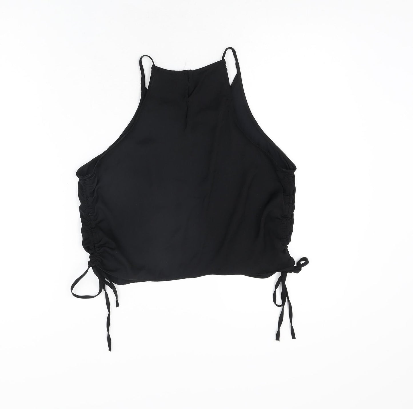 Zara Womens Black Polyester Basic T-Shirt Size M Round Neck