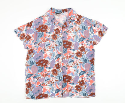 Savoir Faire Womens Multicoloured Geometric Viscose Basic Button-Up Size 14 Collared