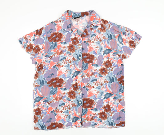 Savoir Faire Womens Multicoloured Geometric Viscose Basic Button-Up Size 14 Collared