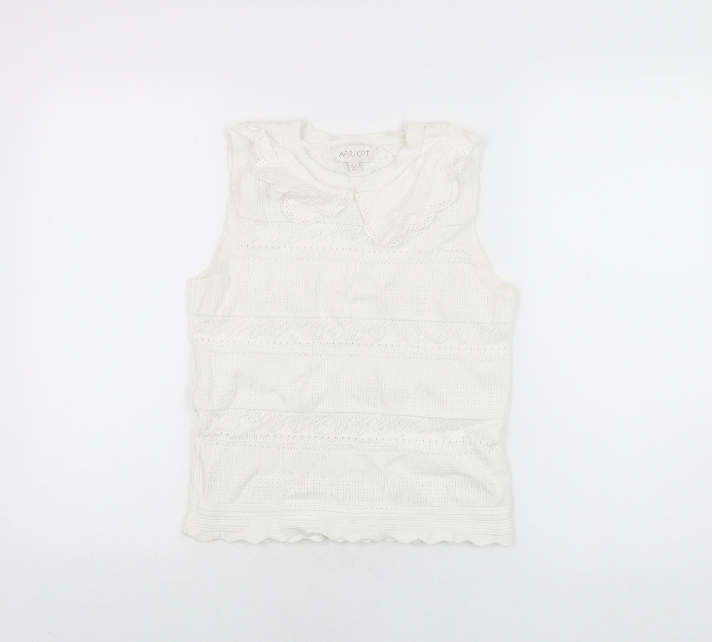 Apricot Womens White Viscose Basic T-Shirt Size 10 Round Neck