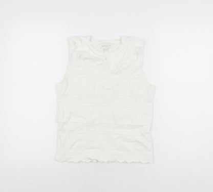 Apricot Womens White Viscose Basic T-Shirt Size 10 Round Neck