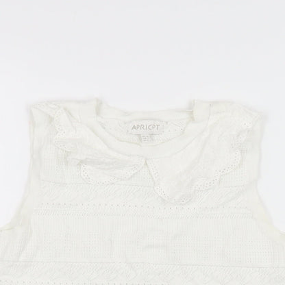 Apricot Womens White Viscose Basic T-Shirt Size 10 Round Neck