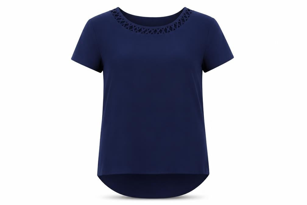 Fever Womens Blue Polyester Basic T-Shirt Size 8 Round Neck