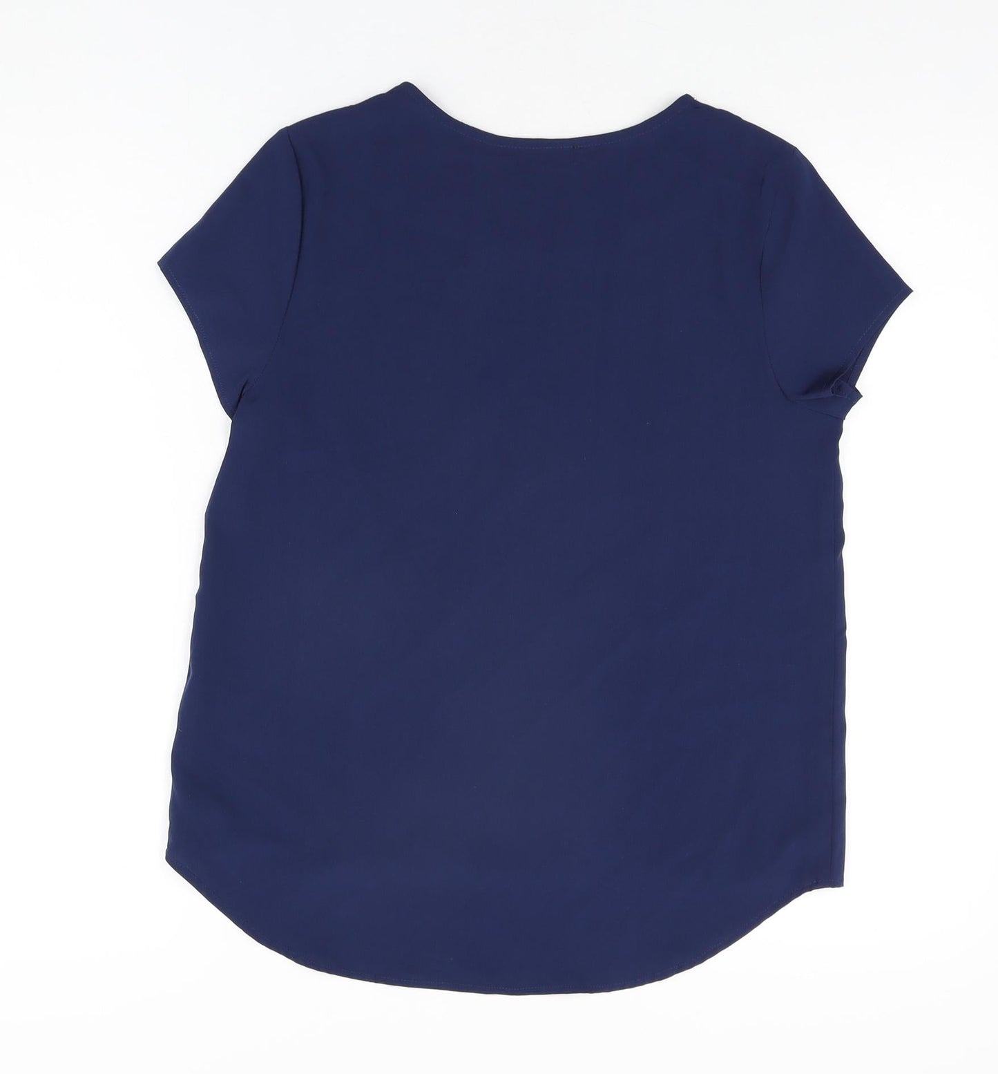 Fever Womens Blue Polyester Basic T-Shirt Size 8 Round Neck