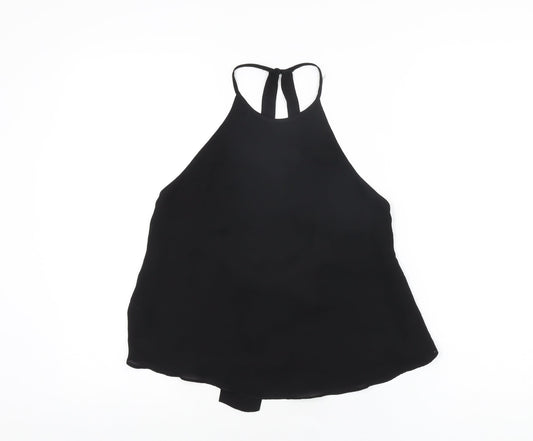Zara Womens Black Polyester Basic T-Shirt Size XS Round Neck