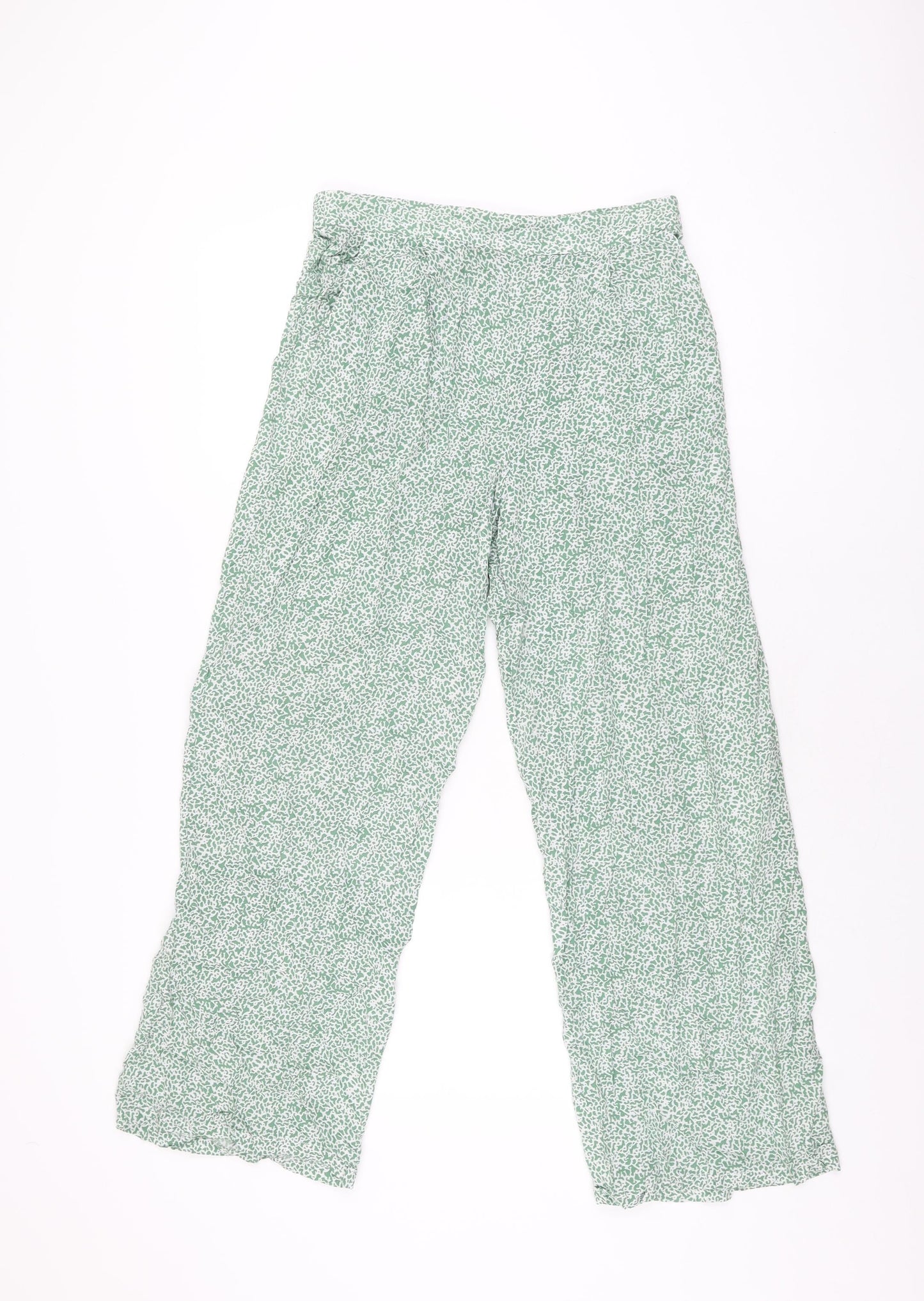 ICHI Womens Green Geometric Viscose Trousers Size S L28 in Regular