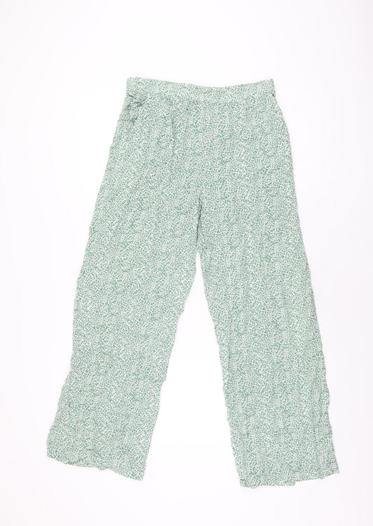 ICHI Womens Green Geometric Viscose Trousers Size S L28 in Regular