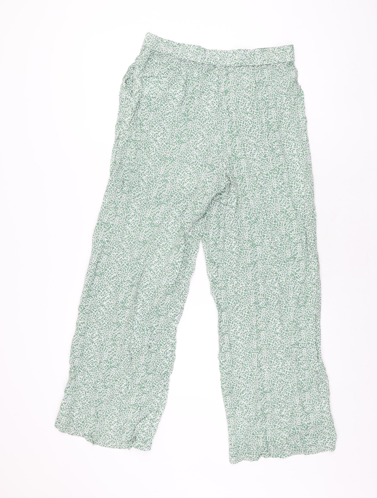 ICHI Womens Green Geometric Viscose Trousers Size S L28 in Regular