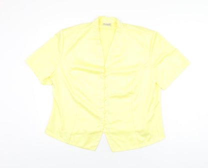 Additional front view of Roman women’s yellow polyester basic t-shirt, size UK 20, v-neck