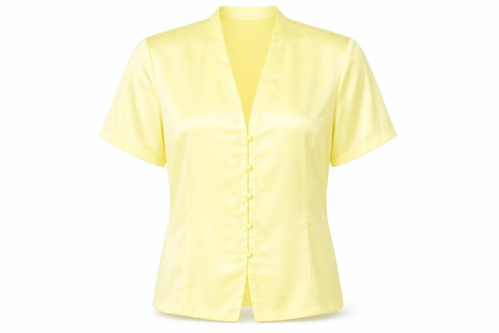 Roman Womens Yellow Polyester Basic T-Shirt Size 20 V-Neck