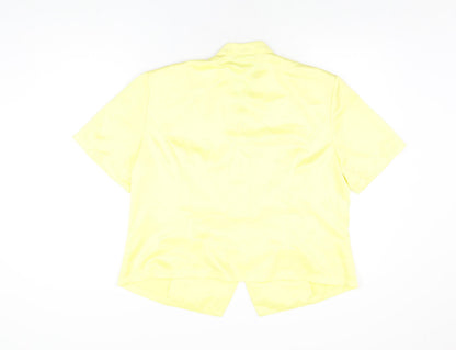 Back view of Roman women’s yellow polyester basic t-shirt, size UK 20, v-neck