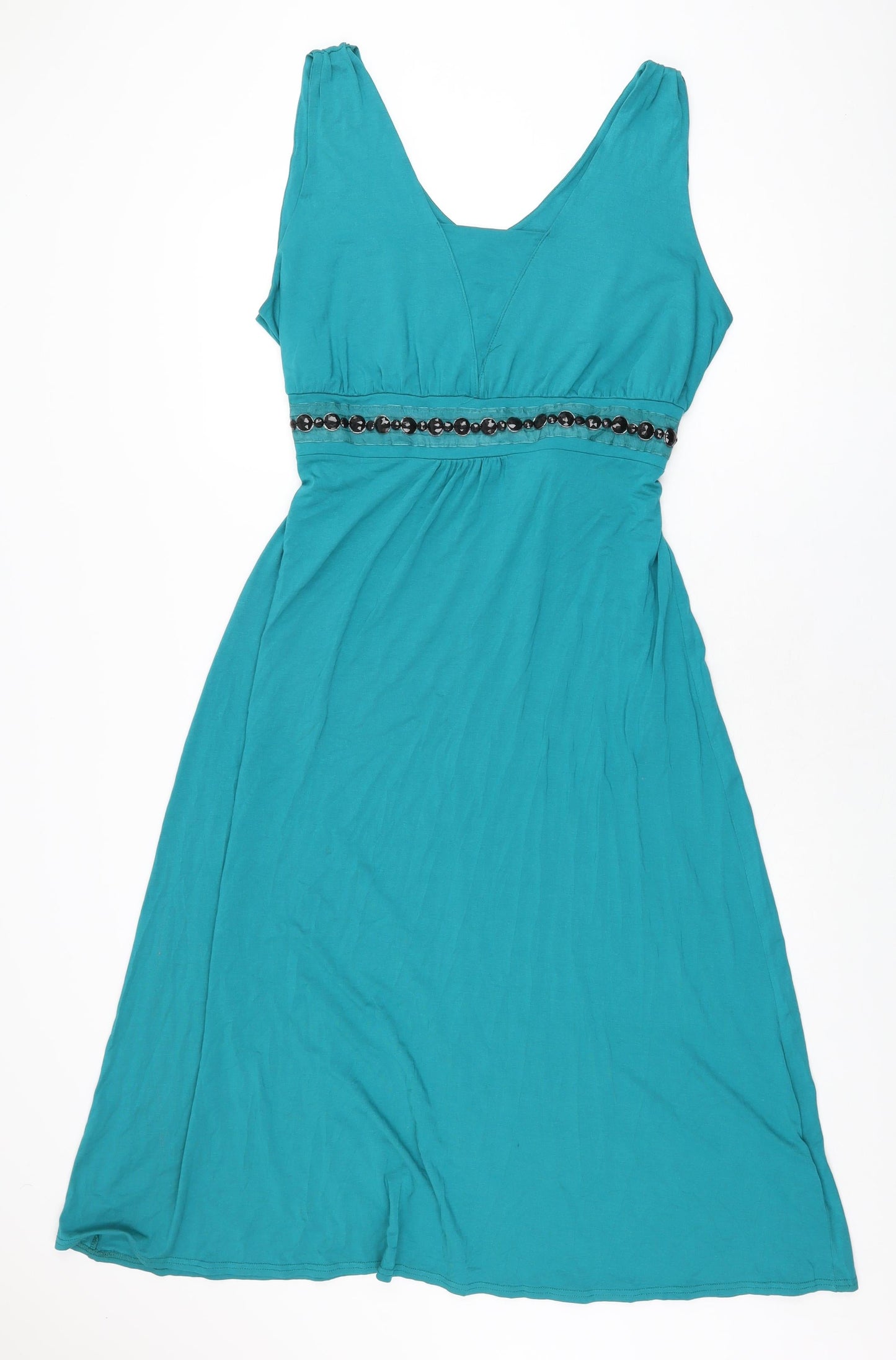 Wardrobe Womens Blue Viscose Maxi Size 18 V-Neck Tie