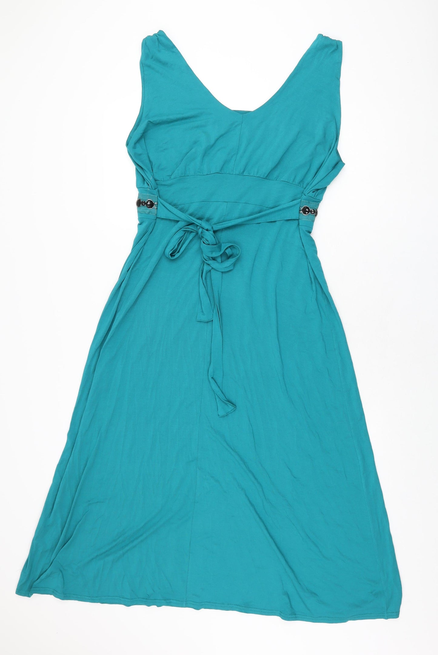 Wardrobe Womens Blue Viscose Maxi Size 18 V-Neck Tie