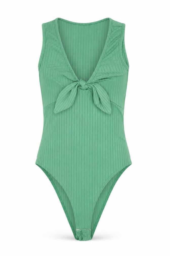 New Look Womens Green Polyester Bodysuit One-Piece Size 8 Snap
