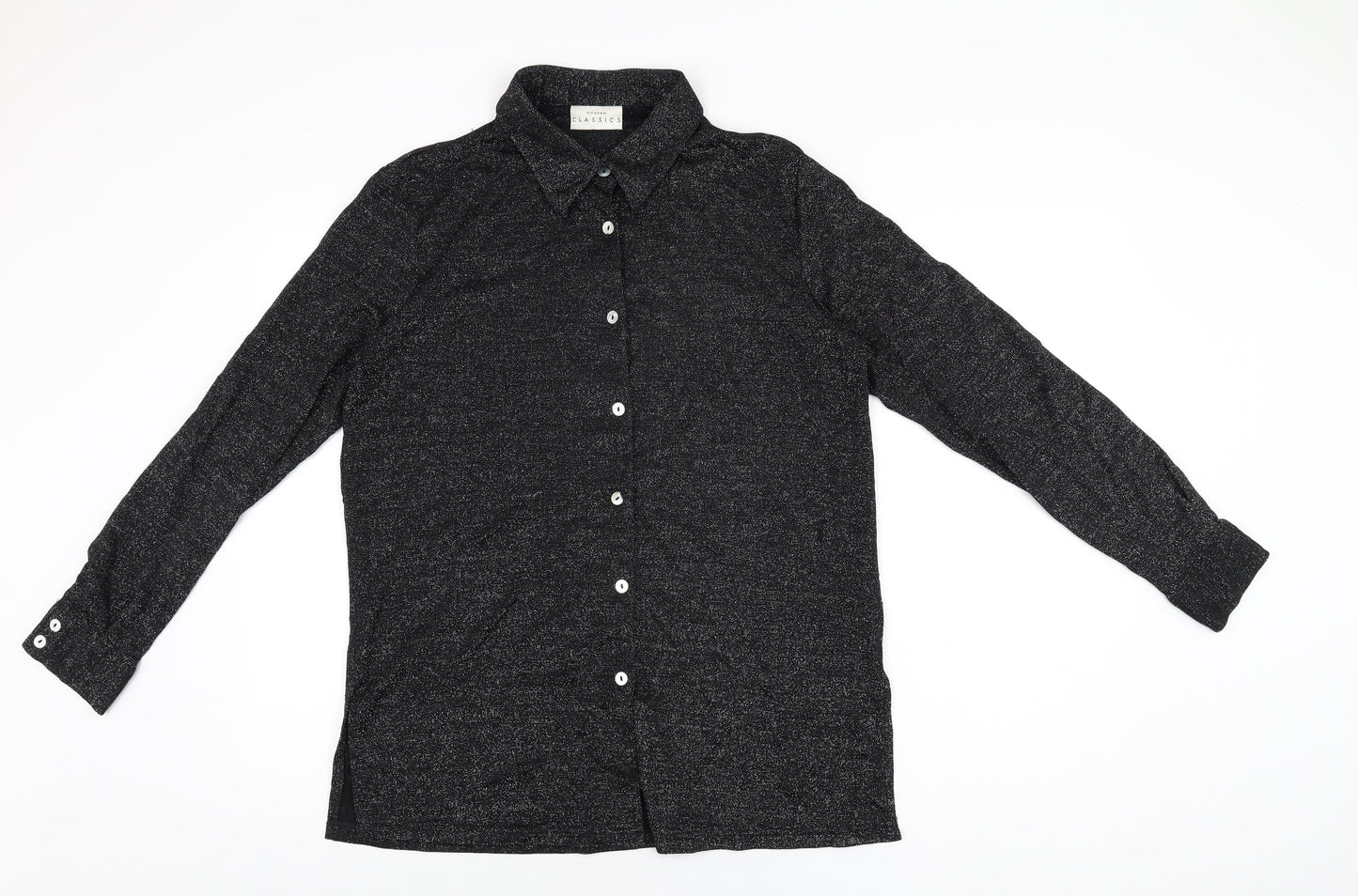 Modern Classics Womens Black Polyamide Basic Button-Up Size 16 Collared