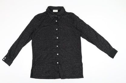 Modern Classics Womens Black Polyamide Basic Button-Up Size 16 Collared