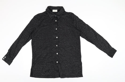 Modern Classics Womens Black Polyamide Basic Button-Up Size 16 Collared