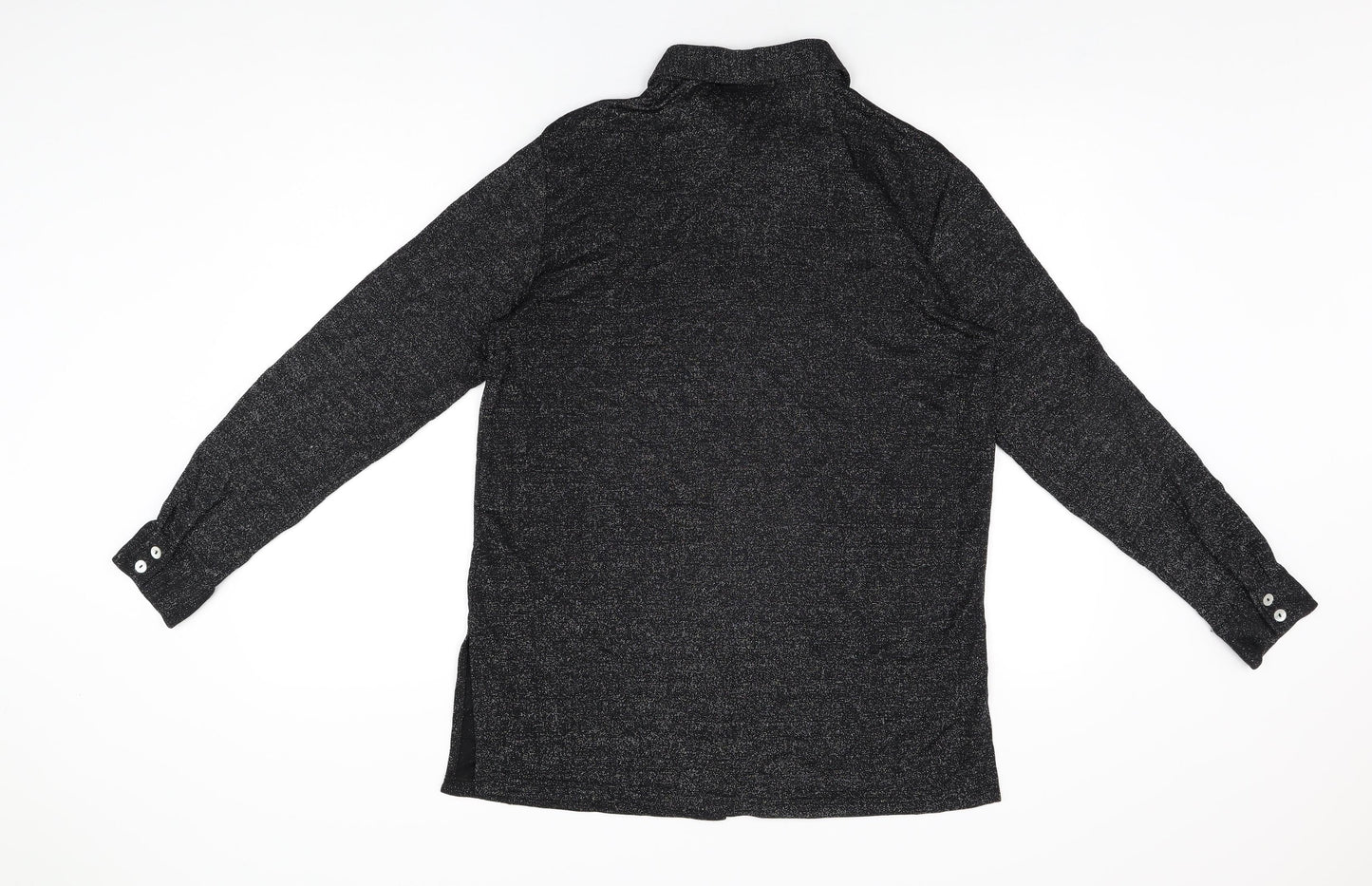 Modern Classics Womens Black Polyamide Basic Button-Up Size 16 Collared
