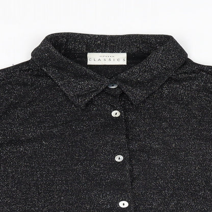 Modern Classics Womens Black Polyamide Basic Button-Up Size 16 Collared