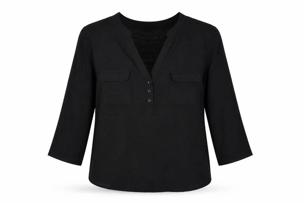H&M Womens Black Polyester Basic T-Shirt Size S V-Neck