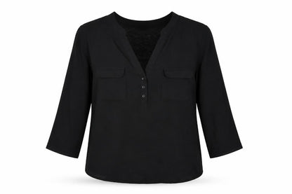 H&M Womens Black Polyester Basic T-Shirt Size S V-Neck