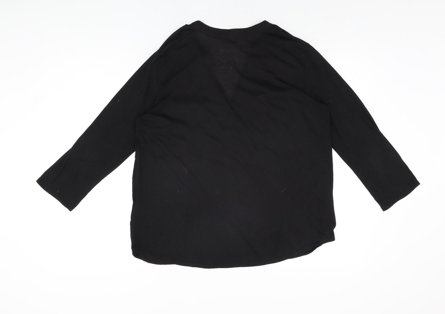H&M Womens Black Polyester Basic T-Shirt Size S V-Neck