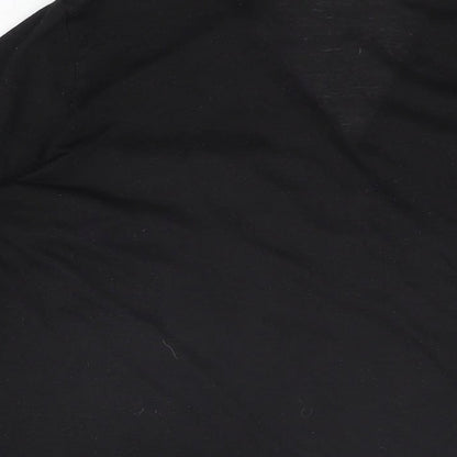 H&M Womens Black Polyester Basic T-Shirt Size S V-Neck