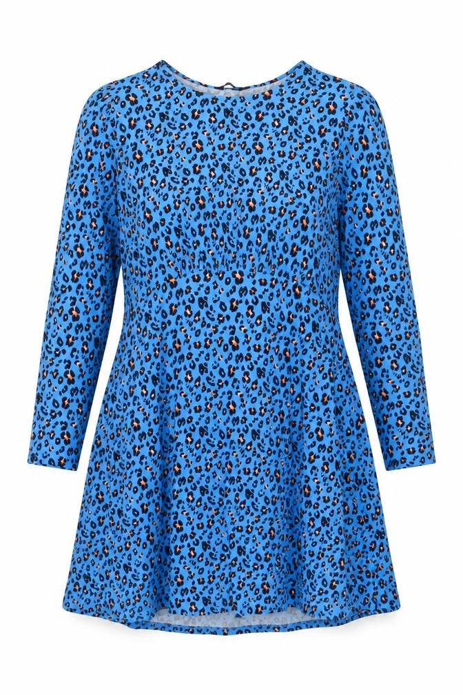 Marks & Spencer Womens Blue Animal Print Viscose Shift Size 18 Round Neck Pullover
