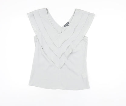 Et Vous Womens Grey Polyester Basic T-Shirt Size 12 V-Neck