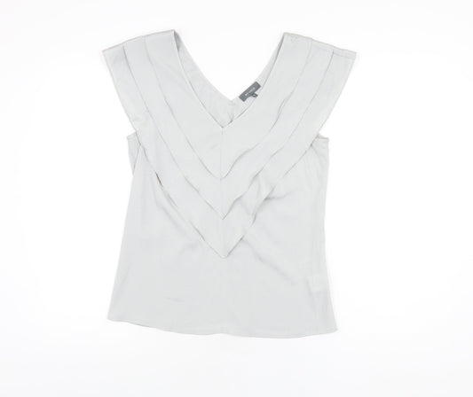 Et Vous Womens Grey Polyester Basic T-Shirt Size 12 V-Neck
