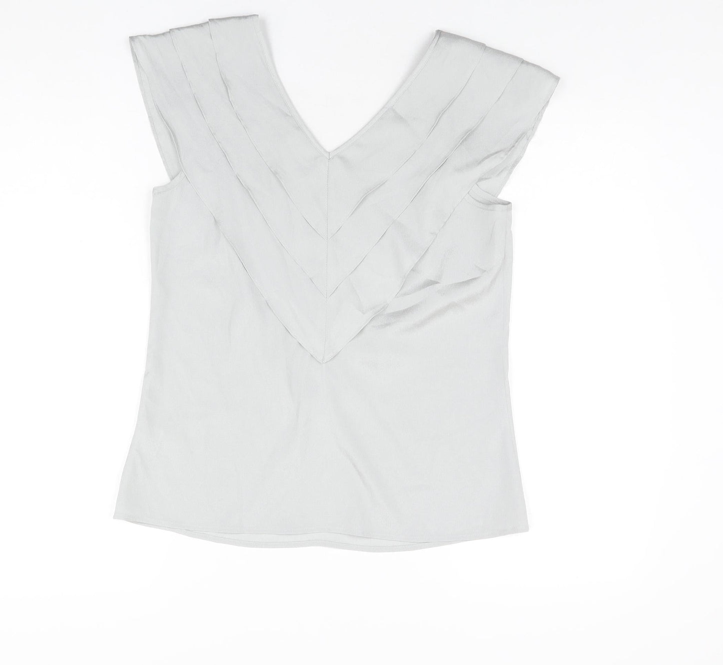 Et Vous Womens Grey Polyester Basic T-Shirt Size 12 V-Neck