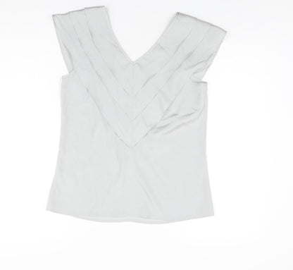 Et Vous Womens Grey Polyester Basic T-Shirt Size 12 V-Neck
