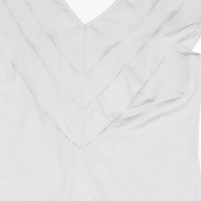 Et Vous Womens Grey Polyester Basic T-Shirt Size 12 V-Neck