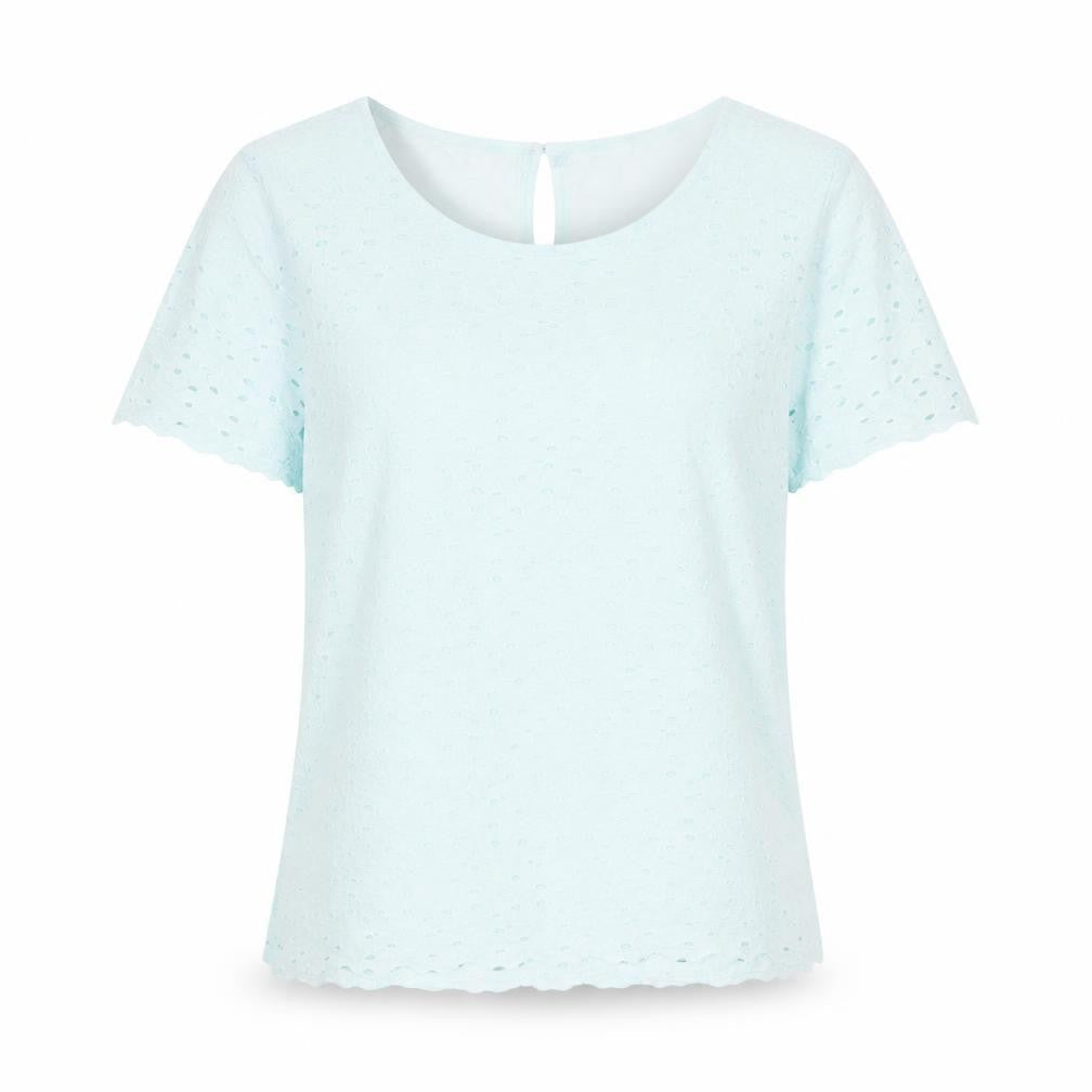 Marks & Spencer Womens Blue Floral Cotton Basic T-Shirt Size 12 Round Neck
