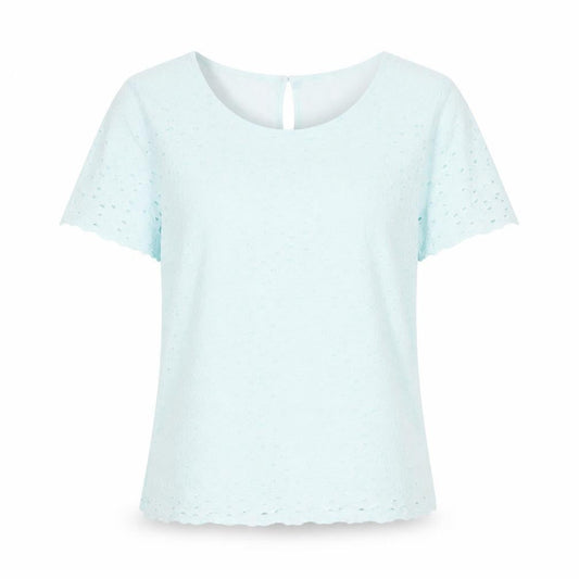 Marks and Spencer Womens Blue Floral Cotton Basic T-Shirt Size 12 Round Neck