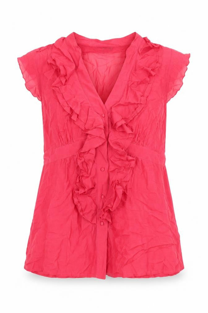 Et Vous Womens Pink Polyester Basic Button-Up Size 16 V-Neck