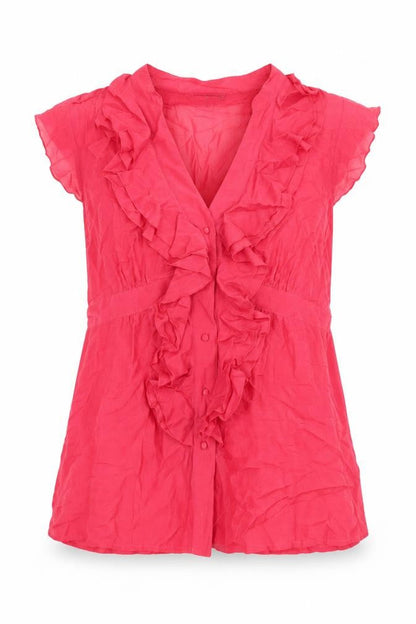 Et Vous Womens Pink Polyester Basic Button-Up Size 16 V-Neck