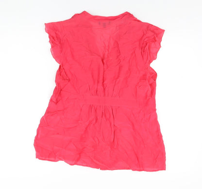 Et Vous Womens Pink Polyester Basic Button-Up Size 16 V-Neck