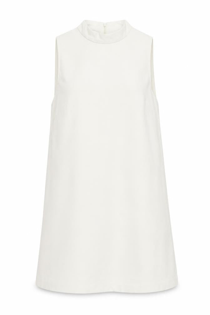 H&M Womens Ivory Polyester Shift Size S Round Neck Zip