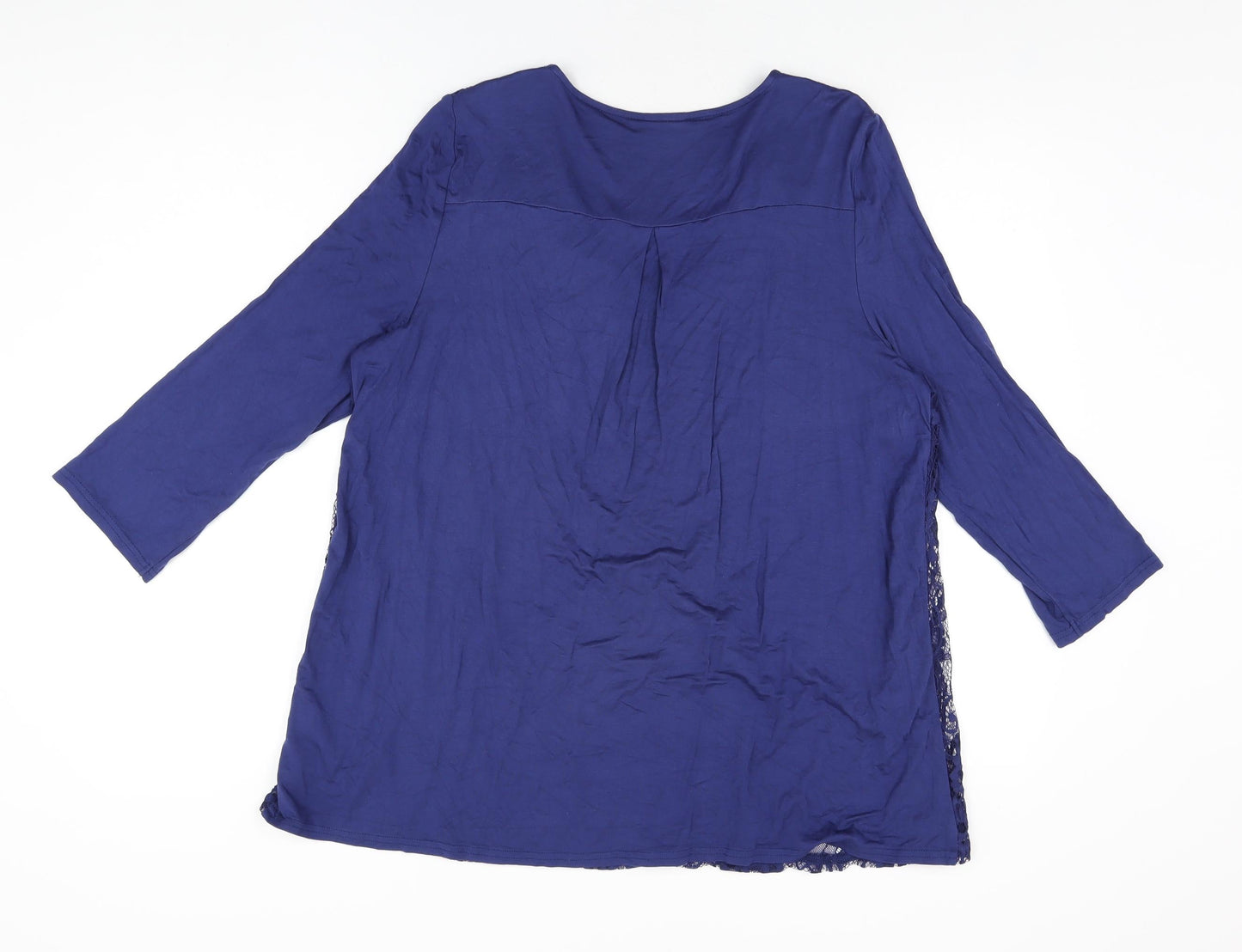 Together Womens Blue Polyamide Basic T-Shirt Size L V-Neck